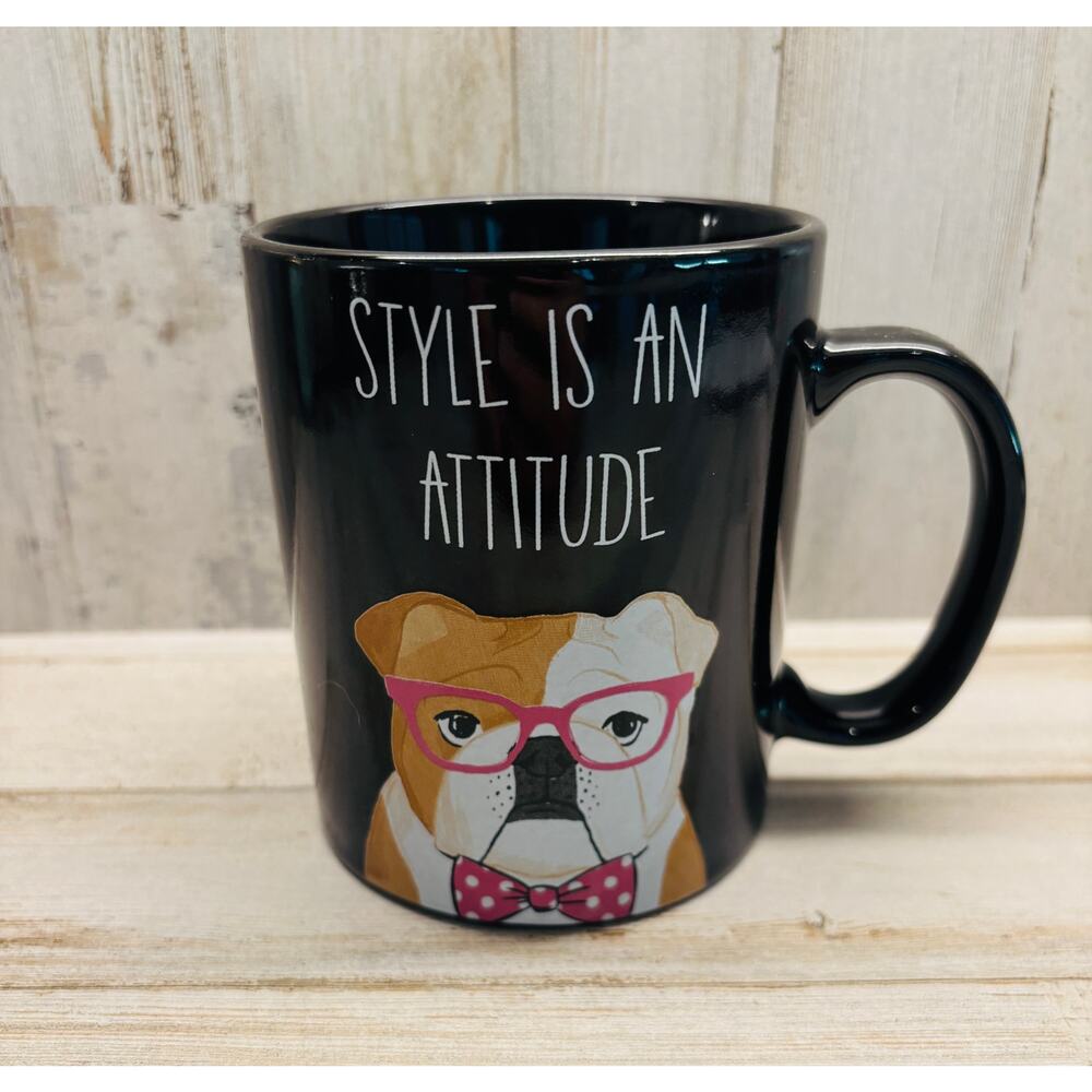 Chasing Baxter Bulldog Mug with Pink Glasses - NWOT - Cute!